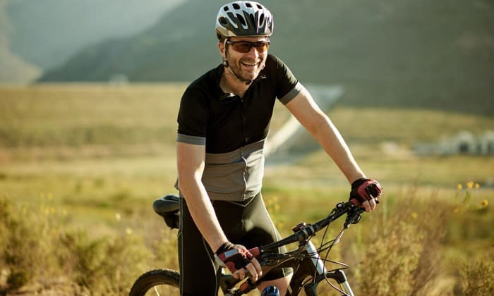 wearing a helmet while riding a bike