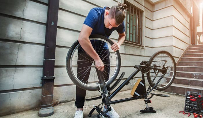 Removing front shop wheel bike