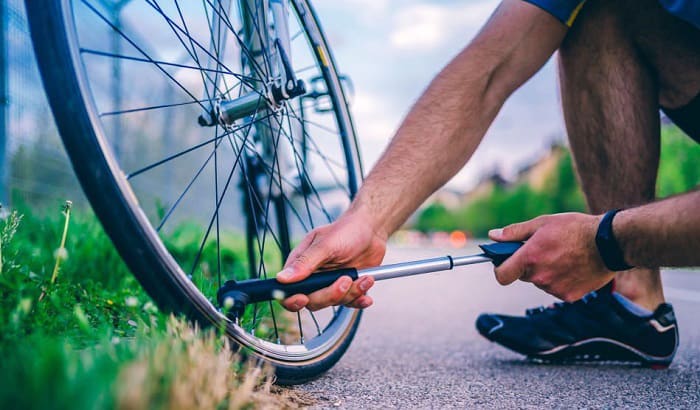 Airing up bike deals tires